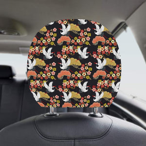 Japanese Crane Pattern Car Headrest Cover