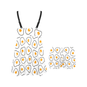 Fried Eggs Pattern Print Design 05 Chest Sexy Pleated Two Piece Swim Dress