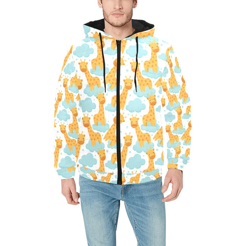 Giraffe Pattern Print Design 05 Men's Padded Hooded Jacket(ModelH42)