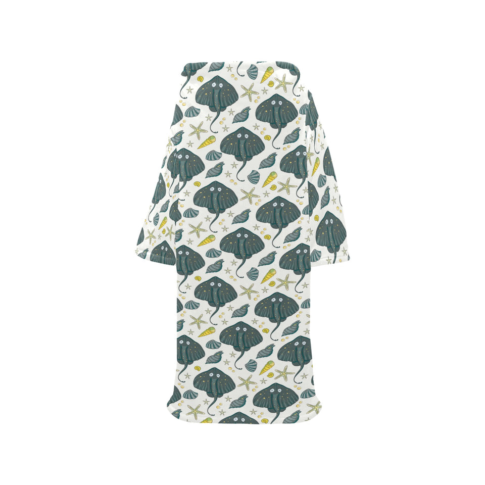 Stingray Pattern Print Design 03 Blanket Robe with Sleeves