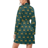 Piano Pattern Print Design 03 Women's Long Sleeve Belted Night Robe