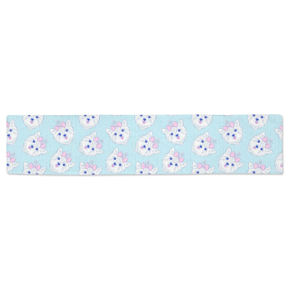 Yorkshire Terrier Pattern Print Design 01 Table Runner