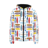 Surfboard Pattern Print Design 02 Men's Padded Hooded Jacket(ModelH42)