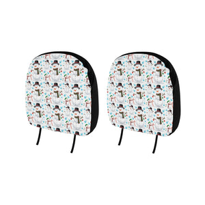 Snowman Pattern Background Car Headrest Cover