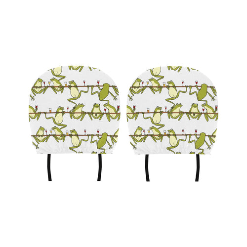 Frog drunk Pattern Car Headrest Cover