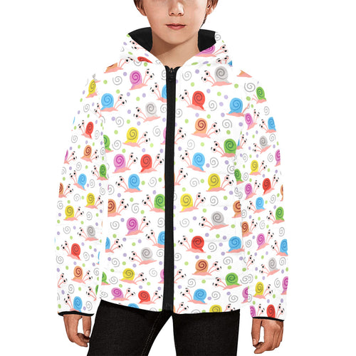 Snail Pattern Print Design 05 Kids' Boys' Girls' Padded Hooded Jacket