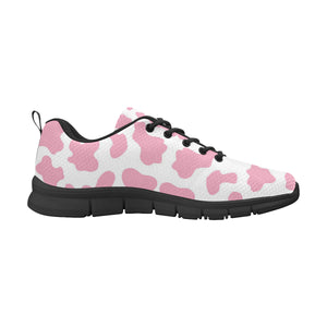 Pink Cow Skin Pattern Men's Sneakers Black