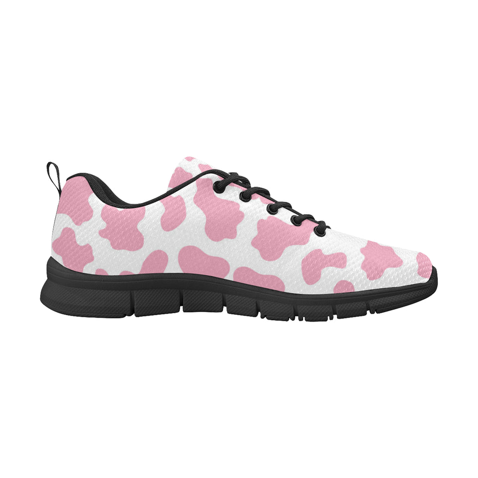 Pink Cow Skin Pattern Men's Sneakers Black