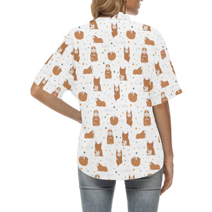 Guinea Pig Pattern Print Design 01 Women's All Over Print Hawaiian Shirt