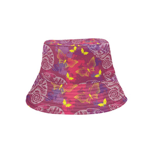 Pink Chameleon Lizard Butterfly Pattern Unisex Bucket Hat