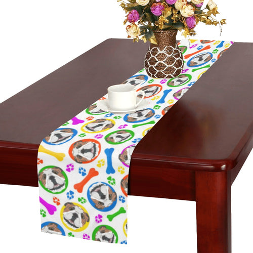 English Bulldog Pattern Print Design 05 Table Runner