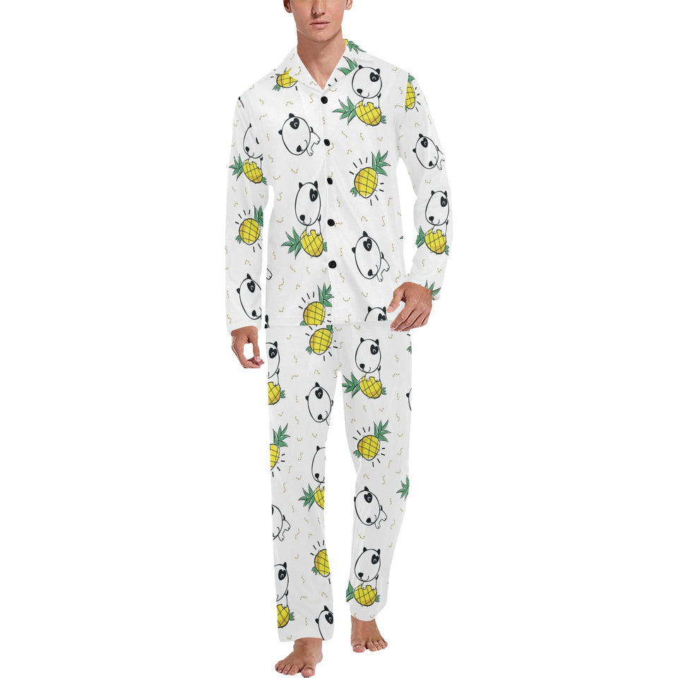 Bull Terrier Pattern Print Design 01 Men's Long Pajama Set