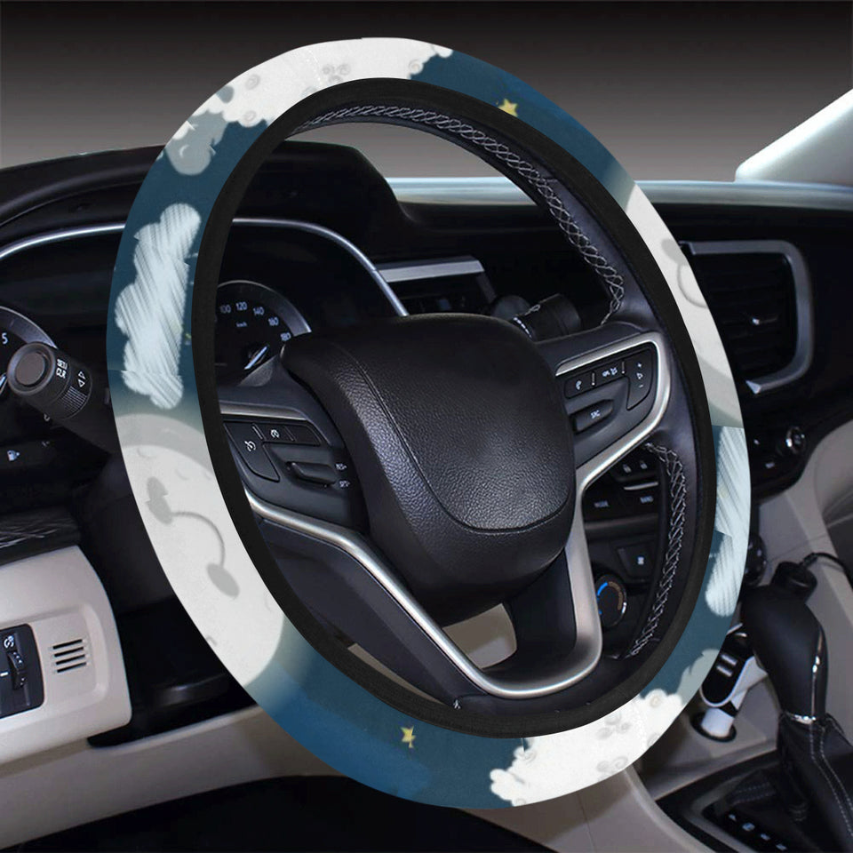Sheep Playing Could Moon Pattern Car Steering Wheel Cover