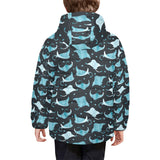 Stingray Pattern Print Design 04 Kids' Boys' Girls' Padded Hooded Jacket