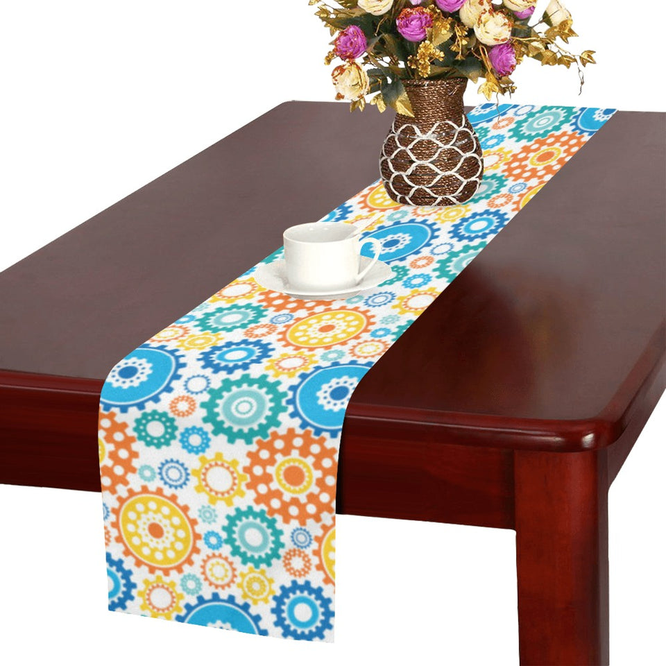 Gear Pattern Print Design 04 Table Runner