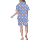 Pig Pattern Print Design 03 Kids' Boys' Girls' V-Neck Short Pajama Set