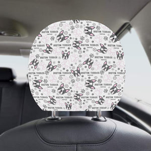 Boston Terrier Pattern Car Headrest Cover