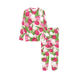 Pink White Tulip Pattern Kids' Boys' Girls' All Over Print Pajama Set