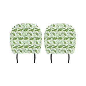 Sliced Cucumber Leaves Pattern Car Headrest Cover