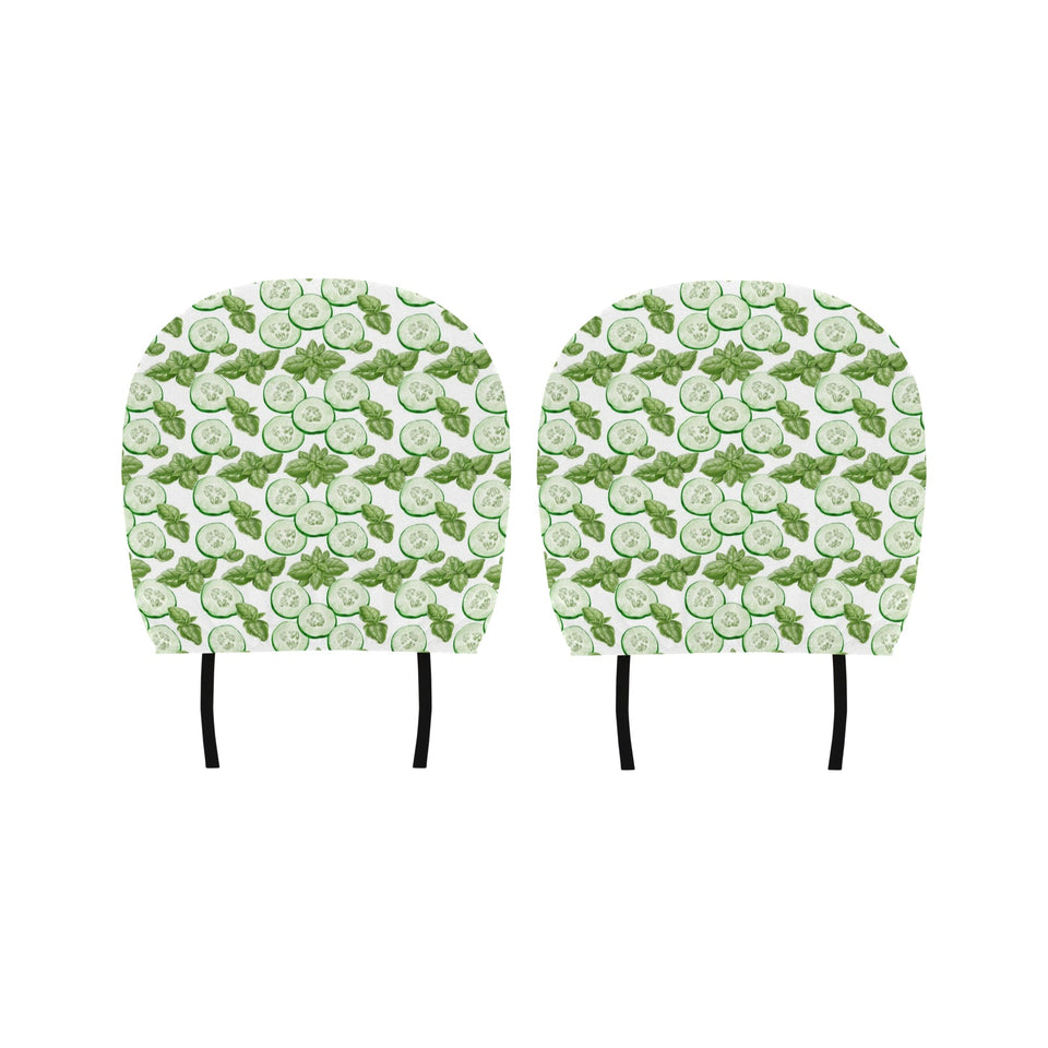 Sliced Cucumber Leaves Pattern Car Headrest Cover