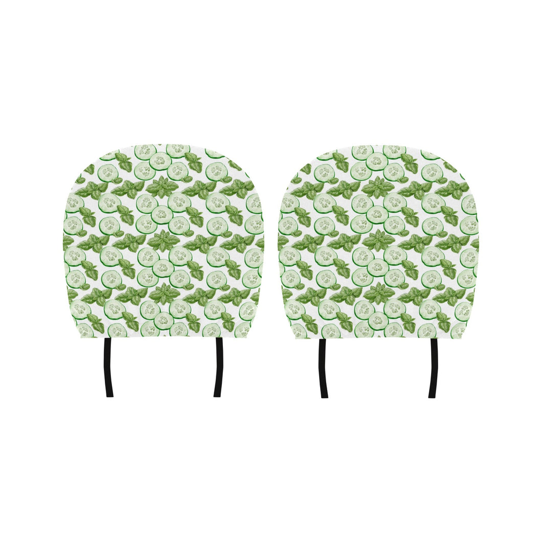 Sliced Cucumber Leaves Pattern Car Headrest Cover