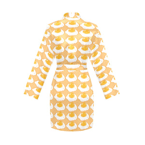 Fried Eggs Pattern Print Design 04 Women's Long Sleeve Belted Night Robe