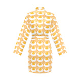 Fried Eggs Pattern Print Design 04 Women's Long Sleeve Belted Night Robe