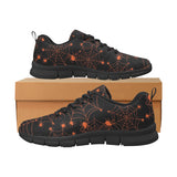 Orange Cobweb Spider Web Pattern Men's Sneakers Black