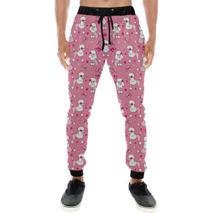 Poodle Pink Heart Pattern Unisex Casual Sweatpants