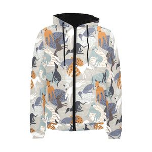 Greyhound Pattern Print Design 04 Men's Padded Hooded Jacket(ModelH42)