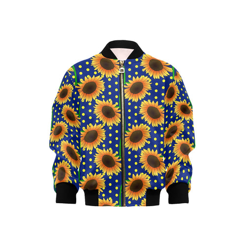 Sunflower Pokka Dot Pattern Kids' Boys' Girls' Bomber Jacket