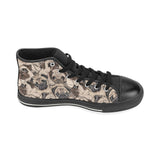 Pug Pattern Background Women's High Top Canvas Shoes Black