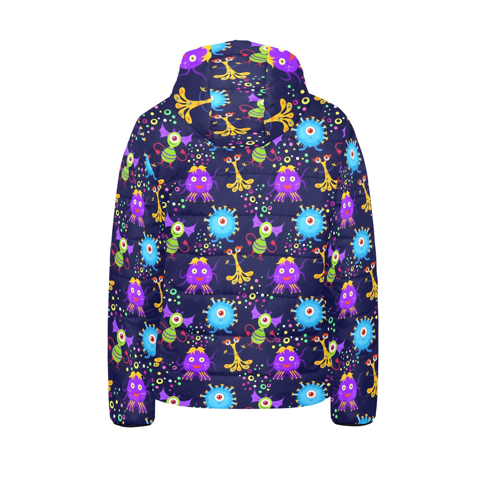 Alien Pattern Print Design 01 Kids' Boys' Girls' Padded Hooded Jacket