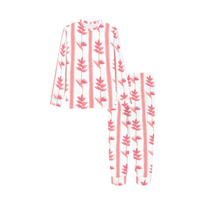 Heliconia Pink White Pattern Kids' Boys' Girls' All Over Print Pajama Set