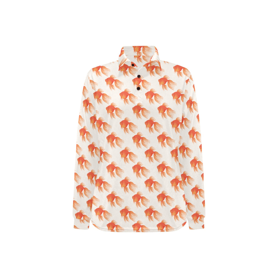 Goldfish Pattern Print Design 05 Women's Long Sleeve Polo Shirt