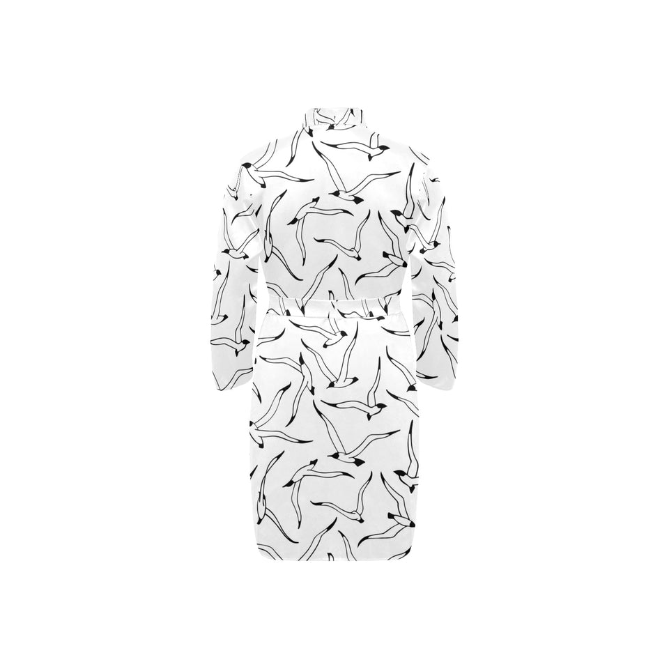 Seagull Pattern Print Design 04 Men's Long Sleeve Belted Night Robe