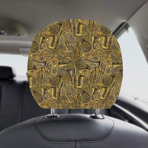 Saxophone Gold Pattern Car Headrest Cover