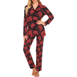 Rose Pattern Print Design 01 Women's Long Pajama Set