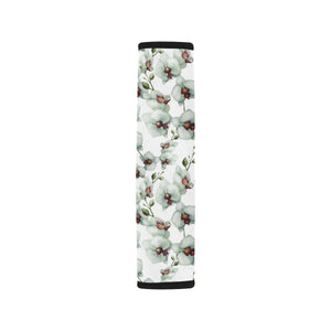 White Orchid Pattern Car Seat Belt Cover