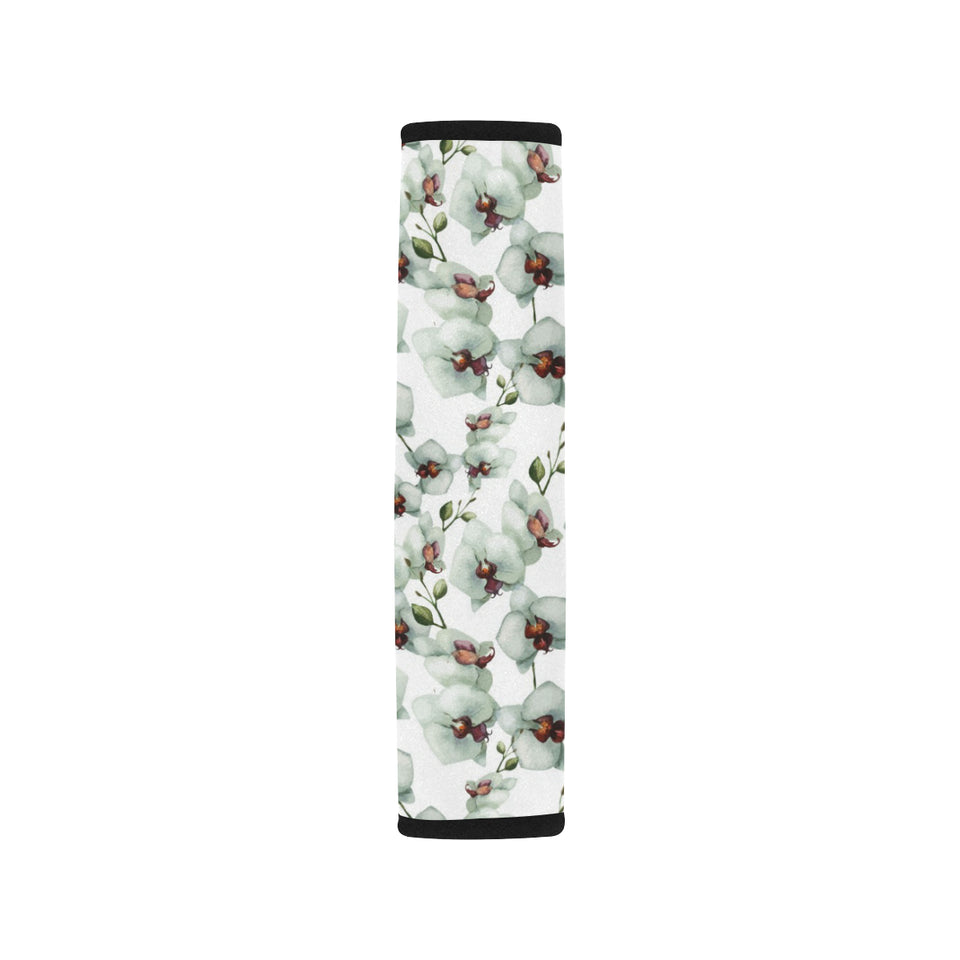 White Orchid Pattern Car Seat Belt Cover