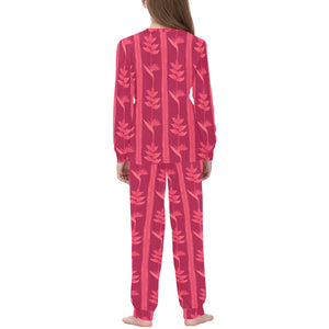 Heliconia Pink Pattern Kids' Boys' Girls' All Over Print Pajama Set