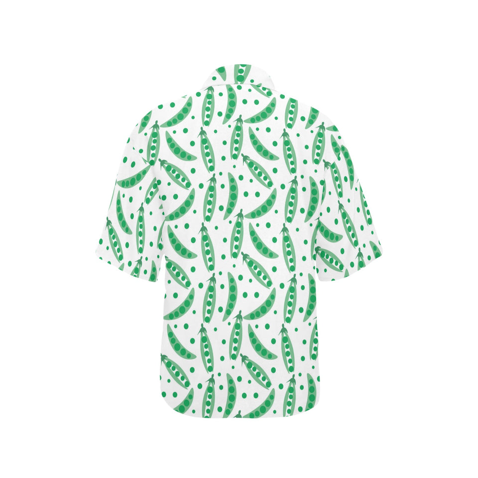 Green Peas Pattern Print Design 01 Women's All Over Print Hawaiian Shirt