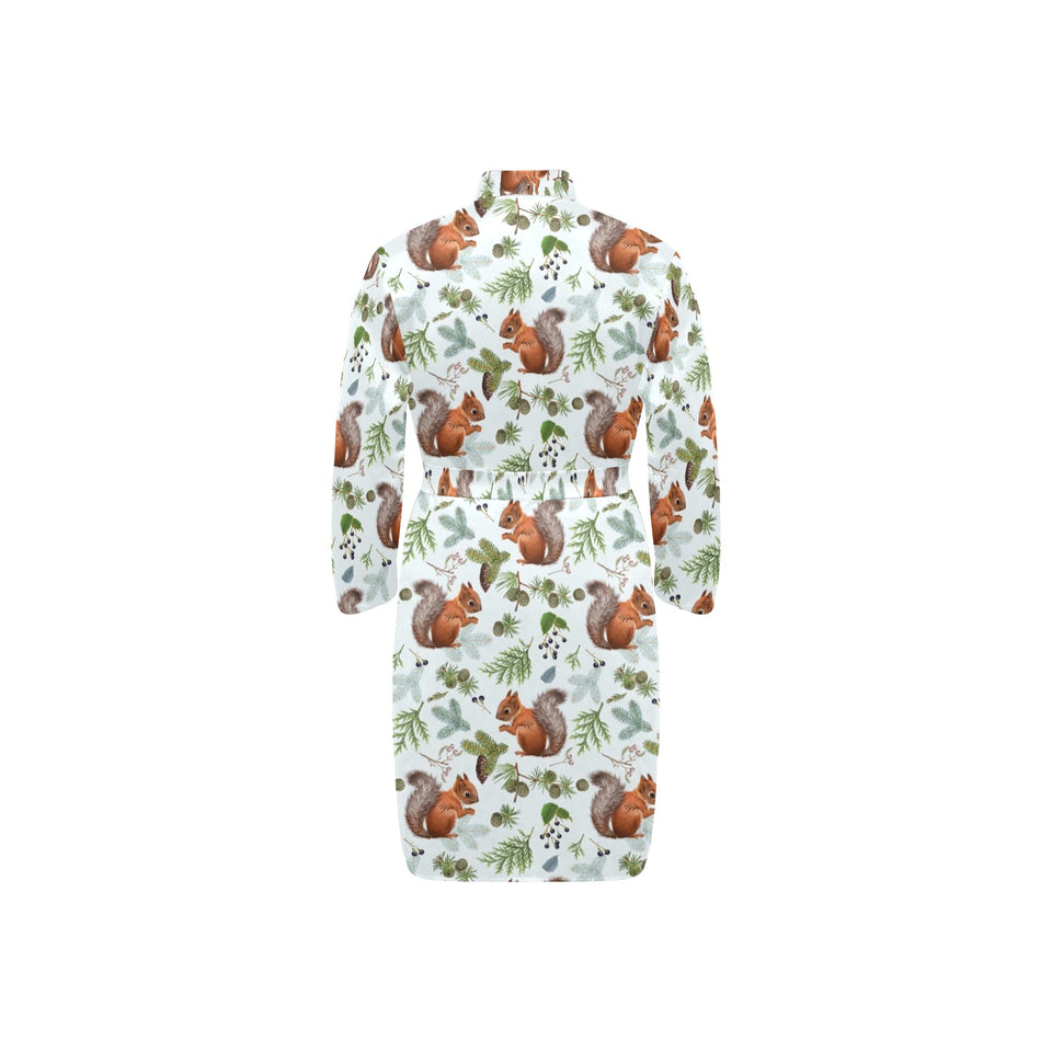 Squirrel Pattern Print Design 02 Men's Long Sleeve Belted Night Robe