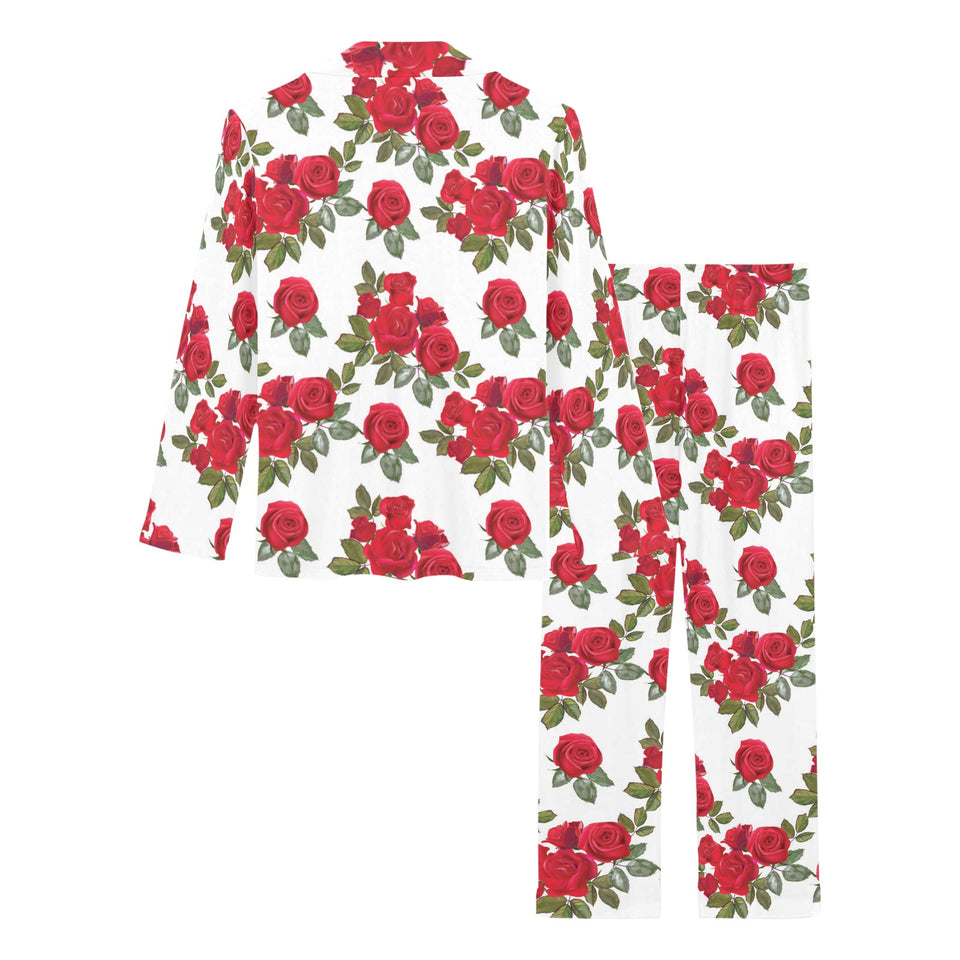 Rose Pattern Print Design 05 Women's Long Pajama Set