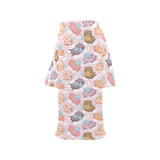 Pig Pattern Print Design 02 Blanket Robe with Sleeves