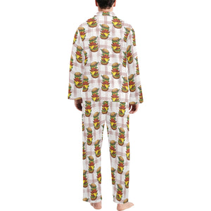 Hamburger Pattern Print Design 03 Men's Long Pajama Set