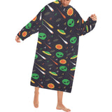 Alien Pattern Print Design 03 Blanket Robe with Sleeves