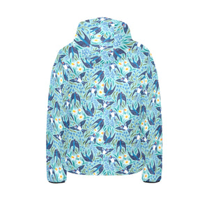 Swallow Pattern Print Design 05 Kids' Boys' Girls' Padded Hooded Jacket