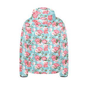 Rose Pattern Print Design 03 Kids' Boys' Girls' Padded Hooded Jacket