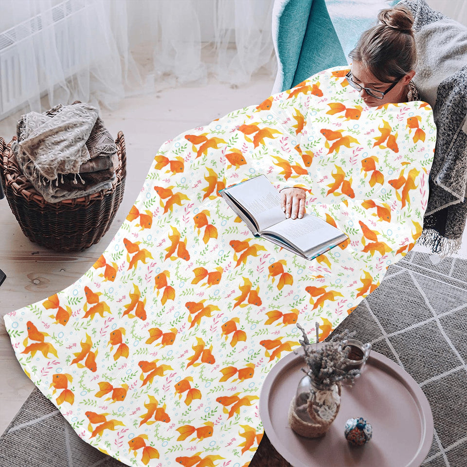 Goldfish Pattern Print Design 03 Blanket Robe with Sleeves